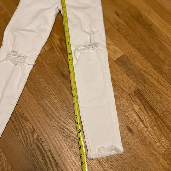 Ladies Juniors Size 00R American Eagle Outfitters White Ripped Skinny Jeans GUC - Picture 5 of 8